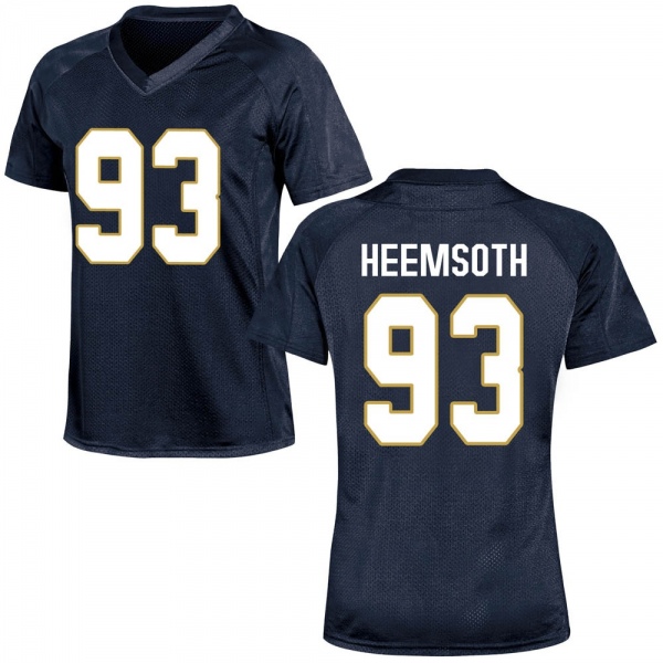 Zane Heemsoth Notre Dame Fighting Irish NCAA Women's #93 Navy Blue Game College Stitched Football Jersey BWL1855IC